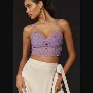 Anthropologie Purple Lace Top